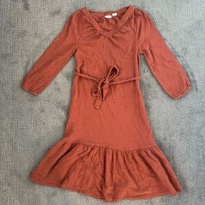 Lucky Brand Orange Gauze Waist Tie MIDI Dress